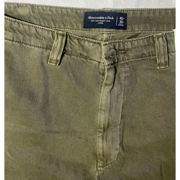 Abercrombie & Fitch Sz. 40 X 30 Loose Fit Lightweight Jean Olive Green NWT - Picture 3 of 7